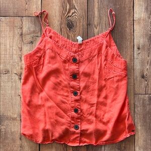 Women's Orange Button-Down Camisole Top
